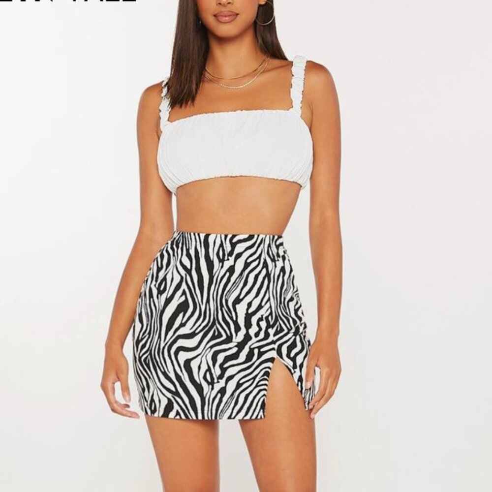 SHEIN Zebra Striped Split Hem Skirt NWT